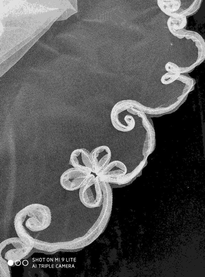 Velo seda flores marfil