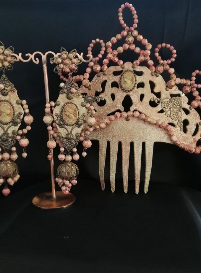 Conjunto camafeos coral y nude