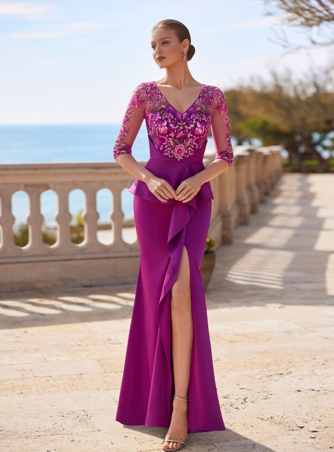 VESTIDO  SIRENA CON CUERPO DE ENCAJE